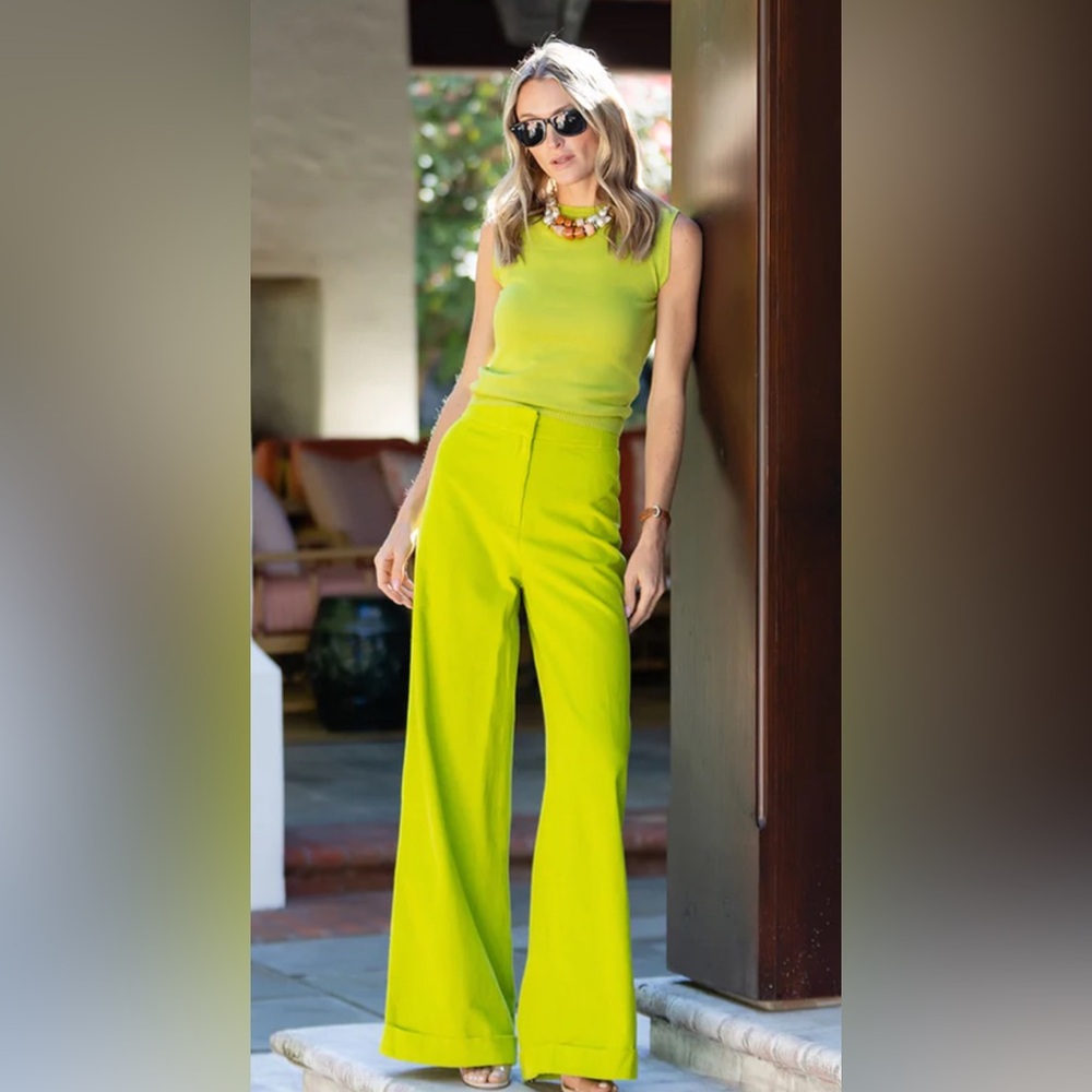 NWT Julia Amory chartreuse Julia cord corduroy pants M